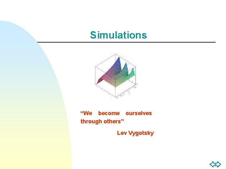 Simulations “We become ourselves through others” Lev Vygotsky 
