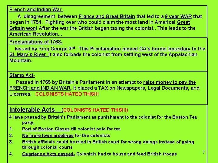 French and Indian War. A disagreement between France and Great Britain that led to