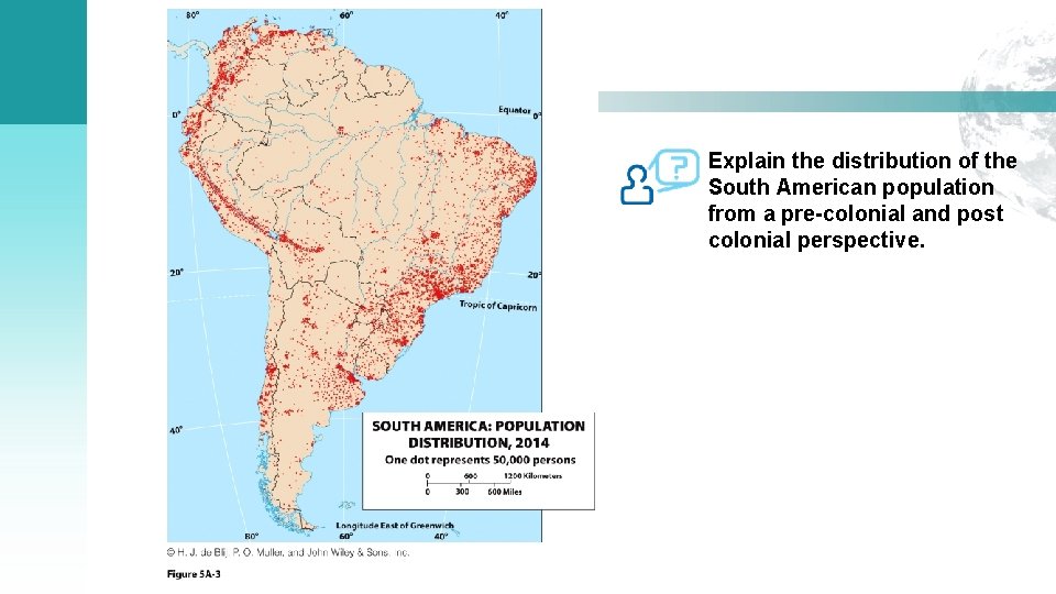 Explain the distribution of the South American population from a pre-colonial and post colonial