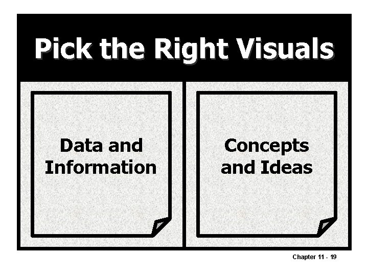 Pick the Right Visuals Data and Information Concepts and Ideas Chapter 11 - 19