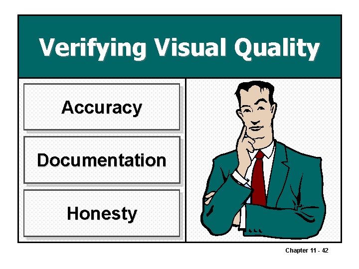 Verifying Visual Quality Accuracy Documentation Honesty Chapter 11 - 42 