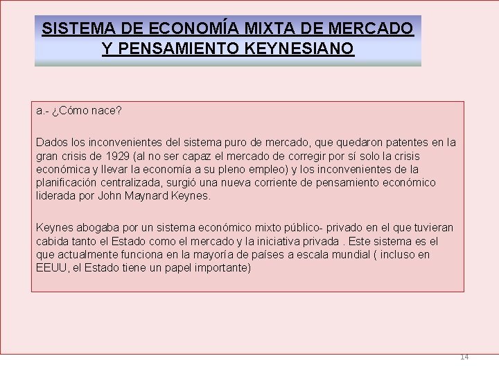 SISTEMA DE ECONOMÍA MIXTA DE MERCADO Y PENSAMIENTO KEYNESIANO a. - ¿Cómo nace? Dados SISTEMA DE ECONOMÍA MIXTA DE MERCADO Y PENSAMIENTO KEYNESIANO a. - ¿Cómo nace? Dados