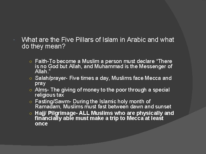  What are the Five Pillars of Islam in Arabic and what do they