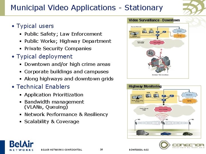 Municipal Video Applications - Stationary Video Surveillance - Downtown • Typical users § Public