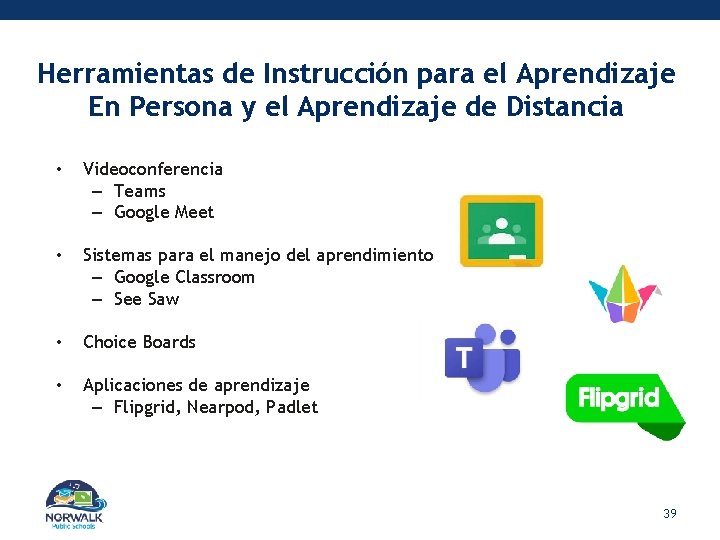 Herramientas de Instrucción para el Aprendizaje En Persona y el Aprendizaje de Distancia •