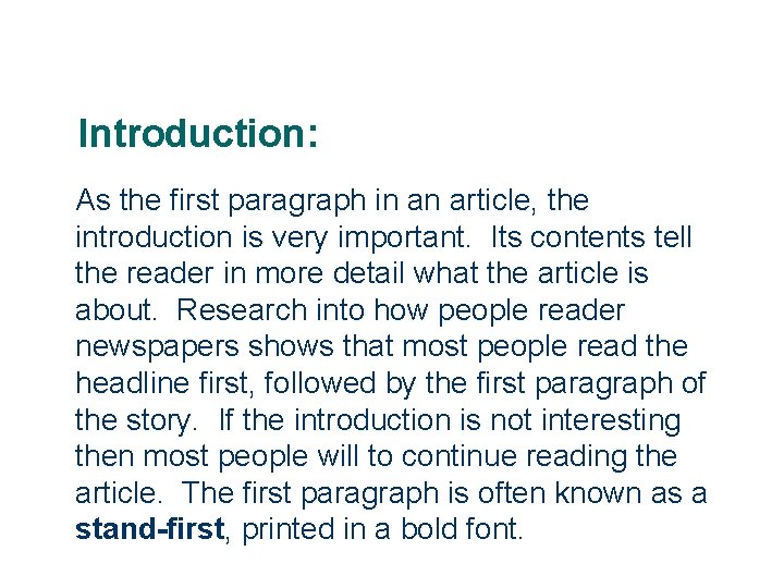 HOW TO WRITE A NEWSPAPER ARTICLE Day 1