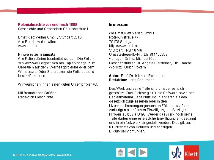 Kolonialmächte vor und nach 1880 Geschichte und Geschehen Sekundarstufe I Ernst Klett Verlag Gmb.