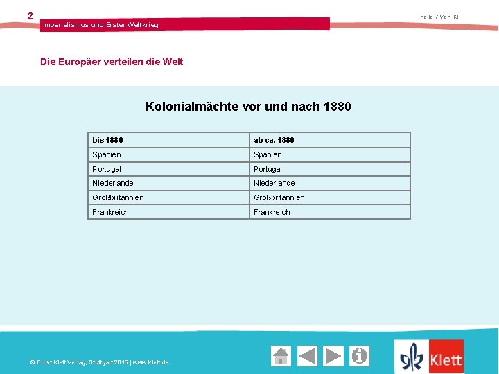 2 Folie 7 von 13 Imperialismus und Erster Weltkrieg Die Europäer verteilen die Welt