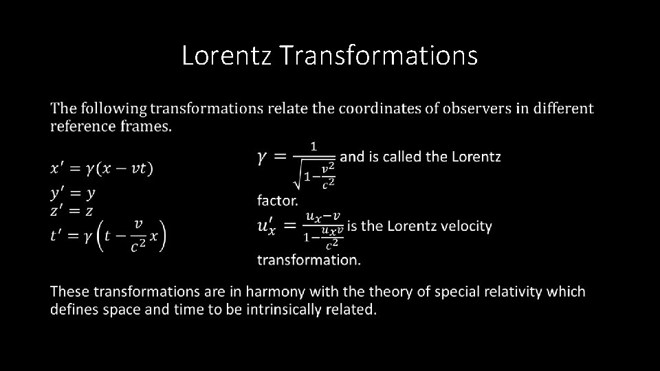 Lorentz Transformations • 