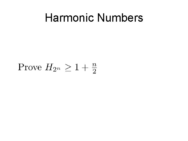 Harmonic Numbers 