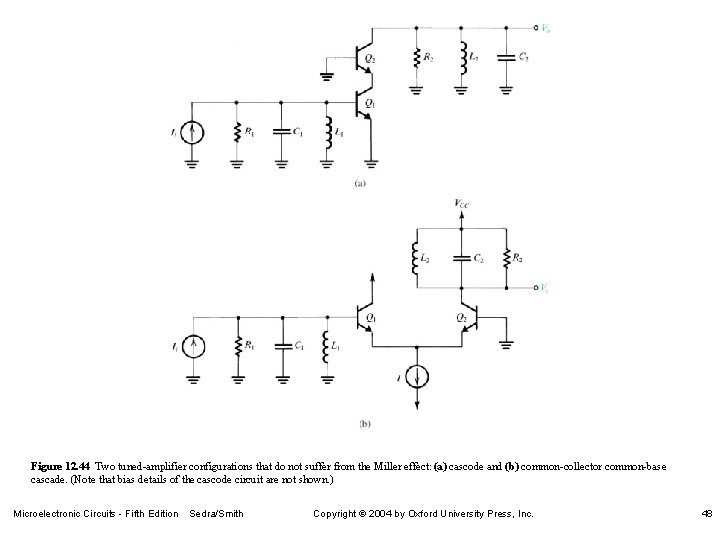 Figure 12. 44 Two tuned-amplifier configurations that do not suffer from the Miller effect: