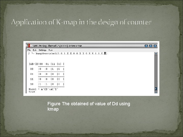 Application of K-map in the design of counter Figure The obtained of value of