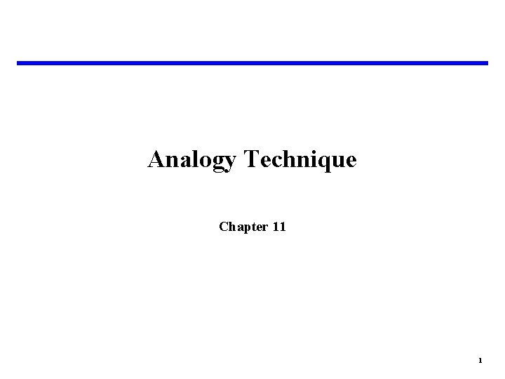 Analogy Technique Chapter 11 1 