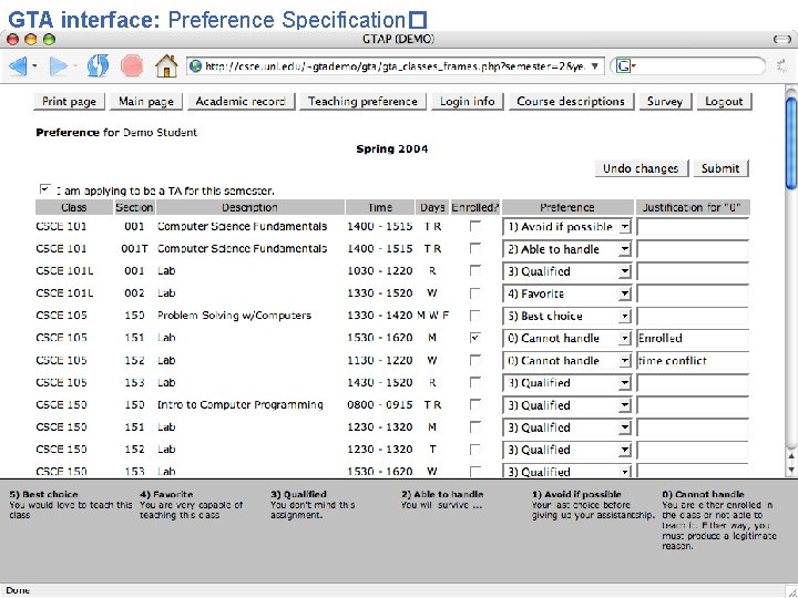 GTA interface: Preference Specification� Constraint Systems Laboratory CSP Modeling Examples GTA interface: Preference Specification� Constraint Systems Laboratory CSP Modeling Examples