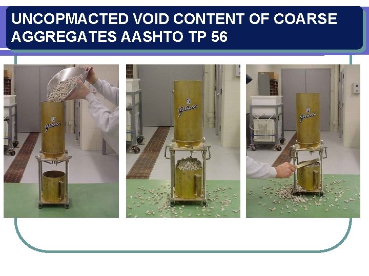 UNCOPMACTED VOID CONTENT OF COARSE AGGREGATES AASHTO TP 56 