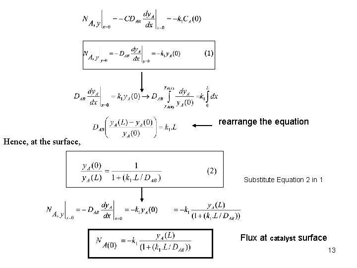 rearrange the equation Hence, at the surface, Substitute Equation 2 in 1 Flux at
