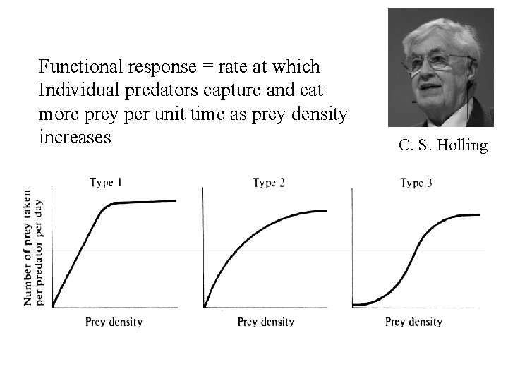 Functional response = rate at which Individual predators capture and eat more prey per