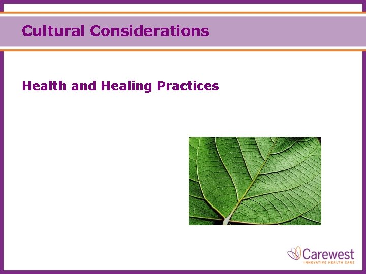 Cultural Considerations Health and Healing Practices 