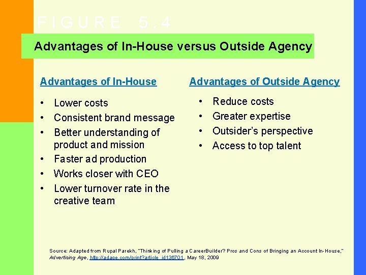 FIGURE 5. 4 Advantages of In-House versus Outside Agency Advantages of In-House • Lower