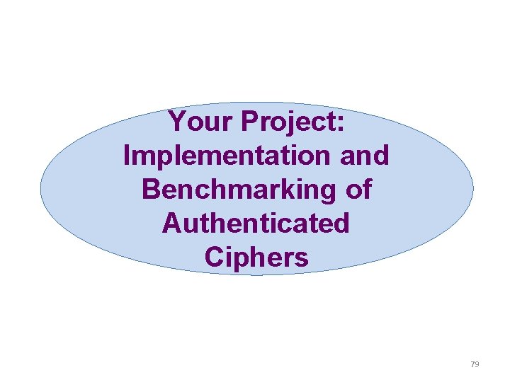 Your Project: Implementation and Benchmarking of Authenticated Ciphers 79 