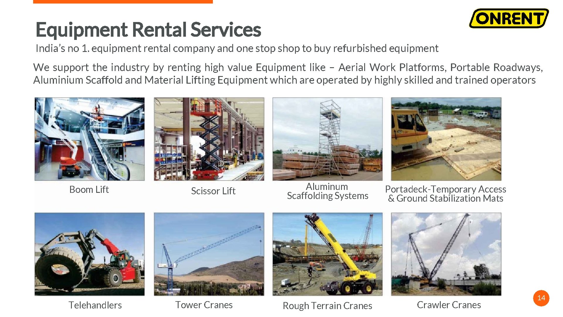 Equipment Rental Services India’s no 1. equipment rental company and one stop shop to