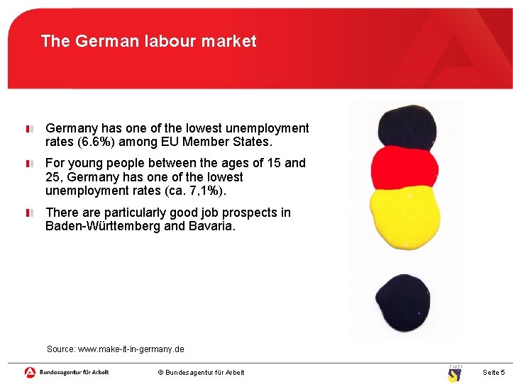 The German labour market Germany has one of the lowest unemployment rates (6. 6%)