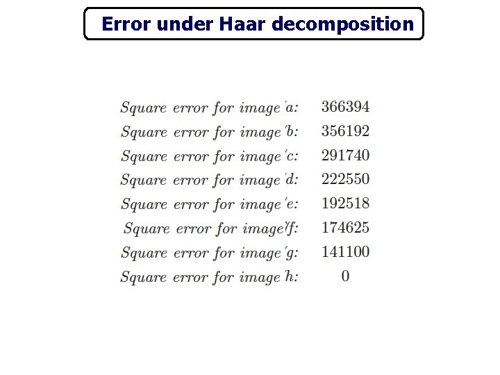 Error under Haar decomposition 