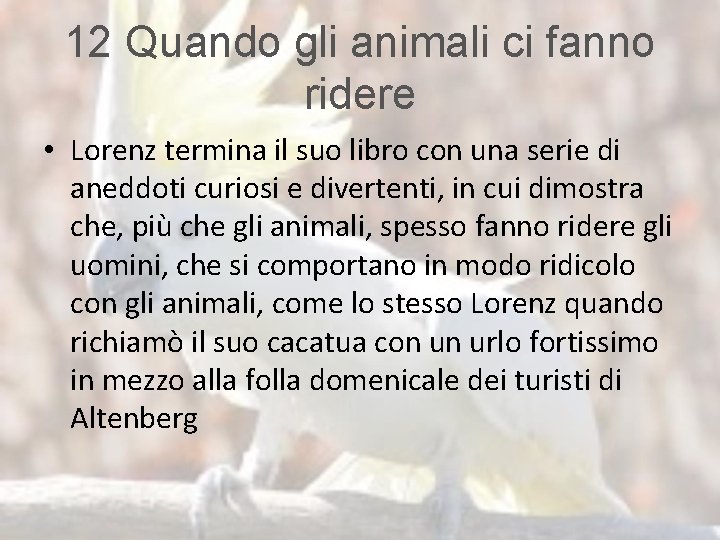 12 Quando gli animali ci fanno ridere • Lorenz termina il suo libro con