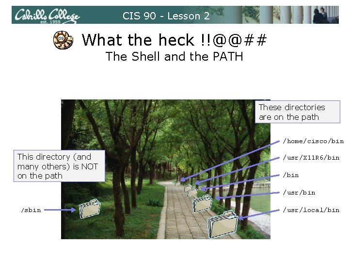 CIS 90 - Lesson 2 OS What the heck !!@@## The Shell and the