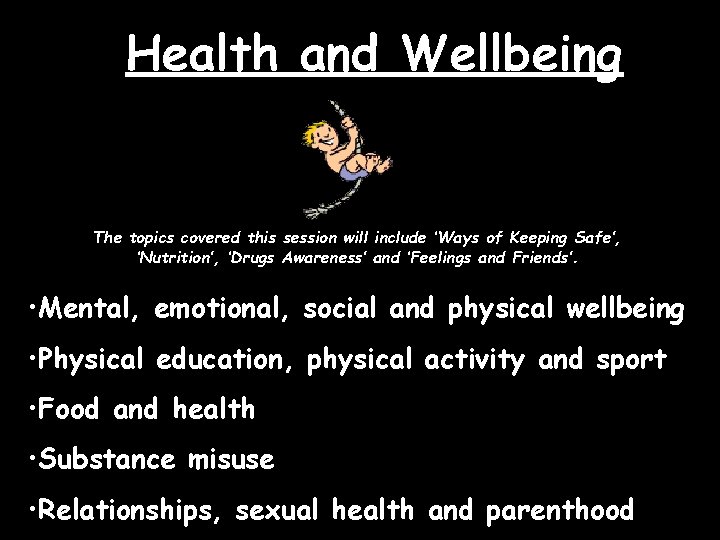 Health and Wellbeing The topics covered this session will include ‘Ways of Keeping Safe’,