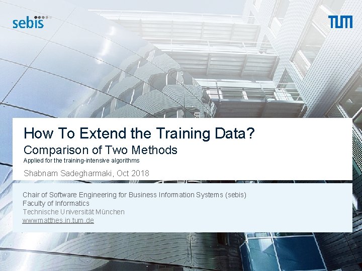 How To Extend the Training Data? Comparison of Two Methods Applied for the training-intensive