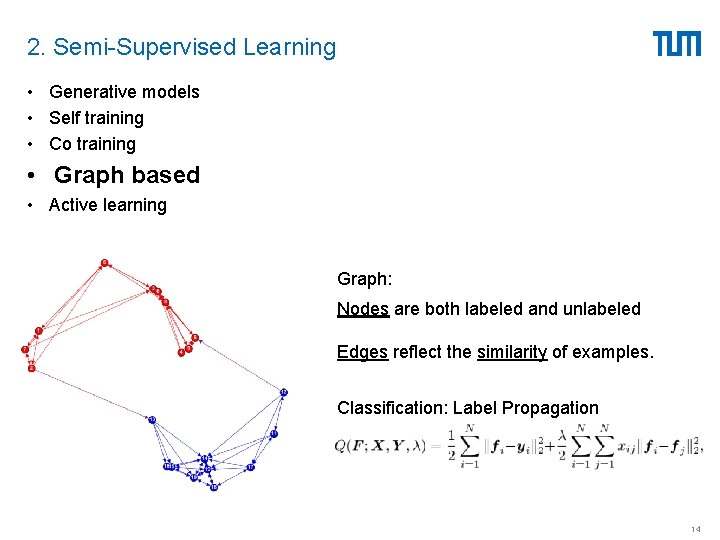 2. Semi-Supervised Learning • Generative models • Self training • Co training • Graph