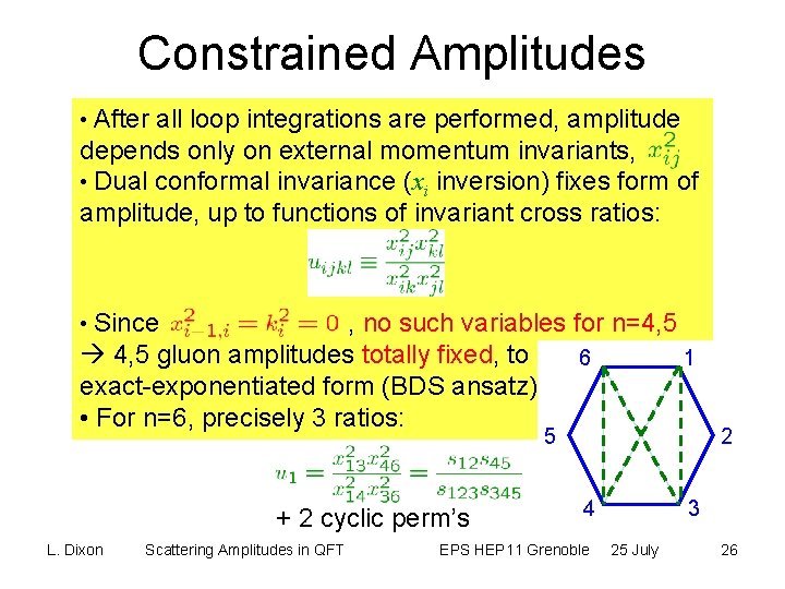 Constrained Amplitudes • After all loop integrations are performed, amplitude depends only on external