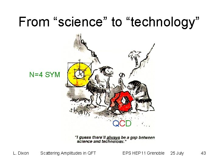 From “science” to “technology” N=4 SYM QCD L. Dixon Scattering Amplitudes in QFT EPS