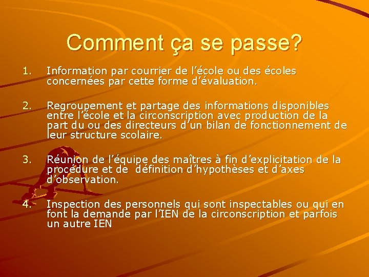 Comment ça se passe? 1. Information par courrier de l’école ou des écoles concernées