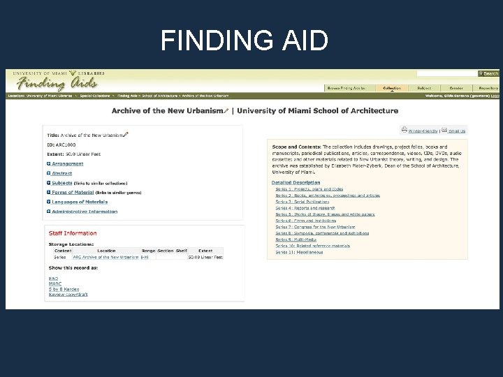 FINDING AID FINDING AID