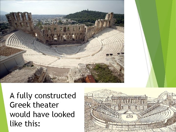A fully constructed Greek theater would have looked like this: 
