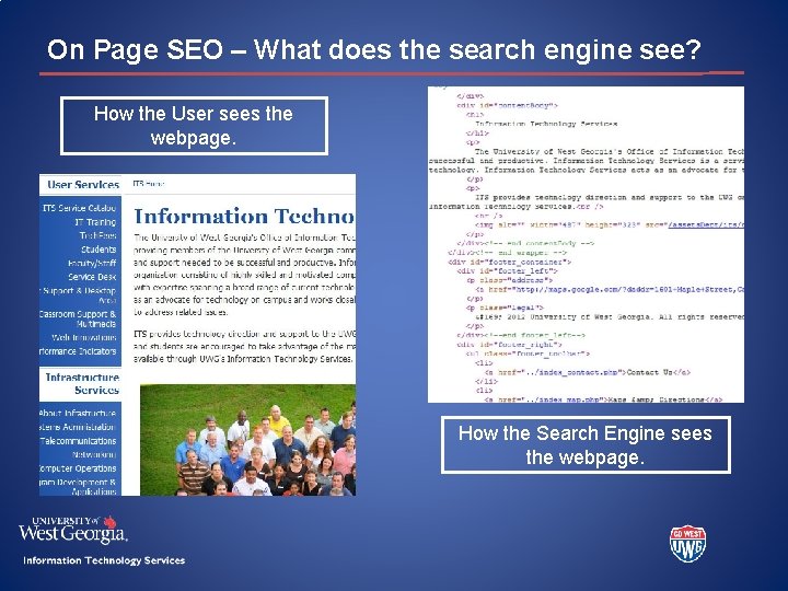 On Page SEO – What does the search engine see? How the User sees