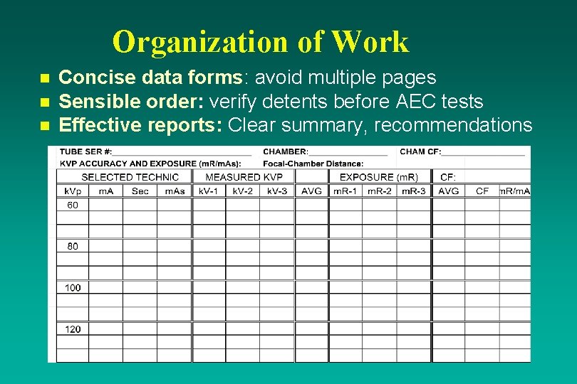 Organization of Work n n n Concise data forms: avoid multiple pages Sensible order: