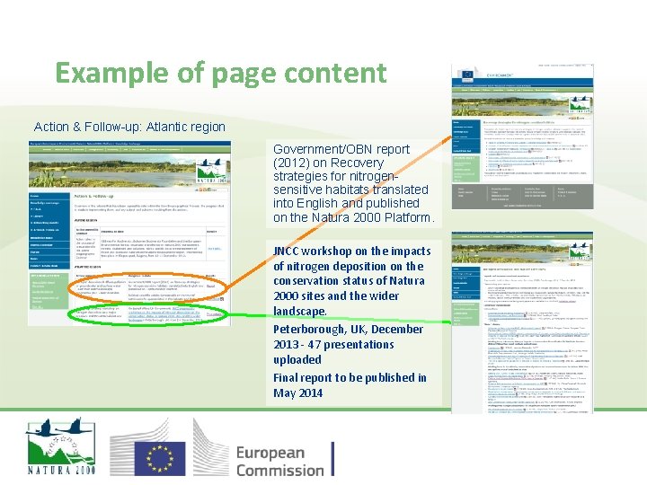 Example of page content Action & Follow-up: Atlantic region Government/OBN report (2012) on Recovery