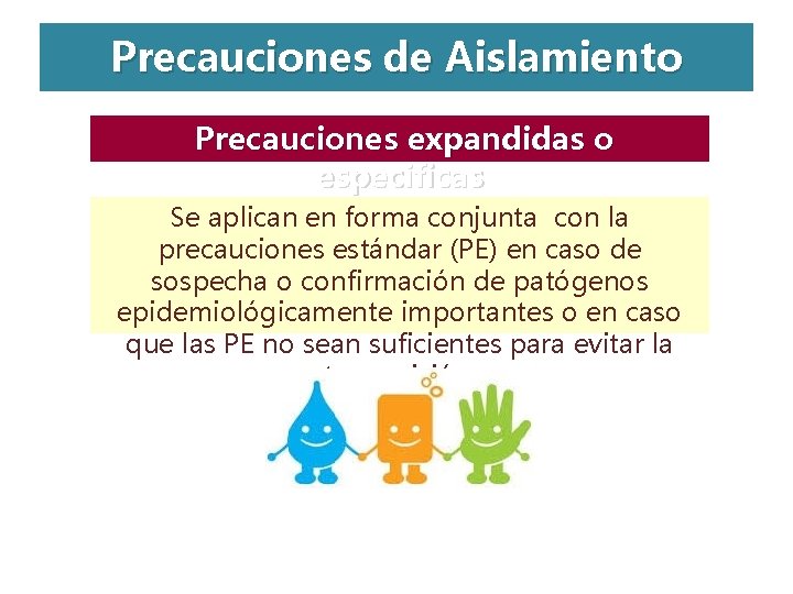 Precauciones de Aislamiento Precauciones expandidas o especificas Se aplican en forma conjunta con la Precauciones de Aislamiento Precauciones expandidas o especificas Se aplican en forma conjunta con la