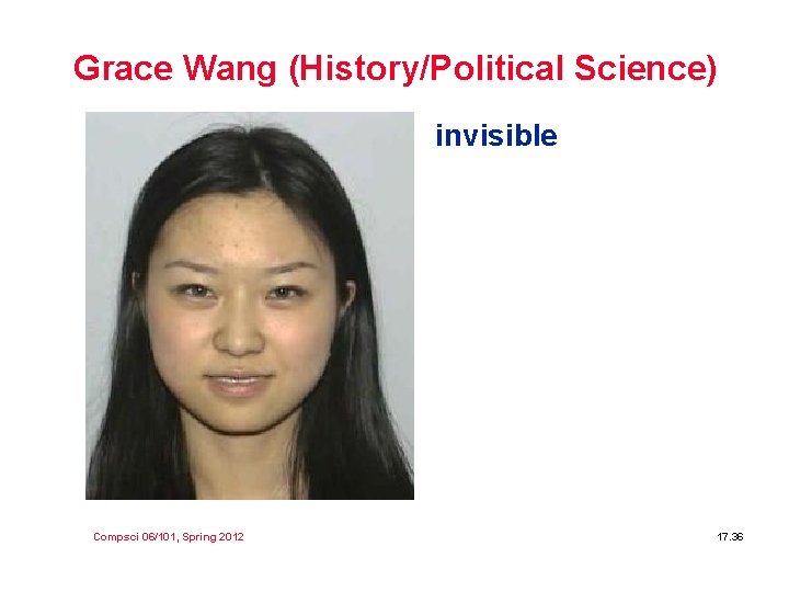 Grace Wang (History/Political Science) invisible Compsci 06/101, Spring 2012 17. 36 