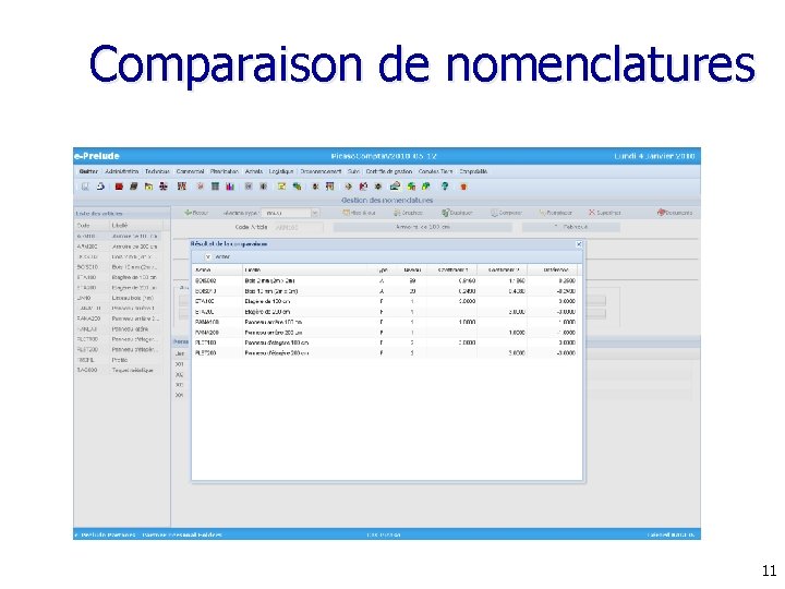 Comparaison de nomenclatures 11 