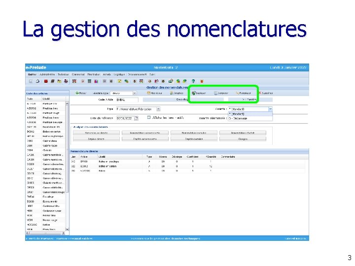 La gestion des nomenclatures 3 