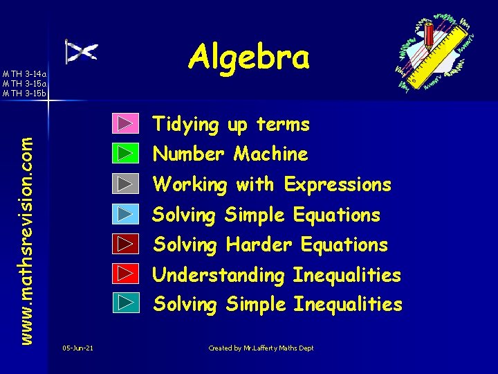 Algebra MTH 3 -14 a MTH 3 -15 b www. mathsrevision. com Tidying up