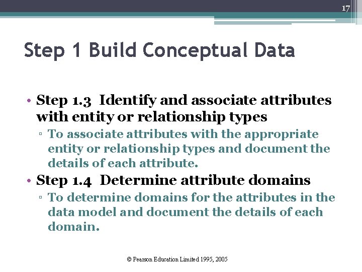 17 Step 1 Build Conceptual Data • Step 1. 3 Identify and associate attributes
