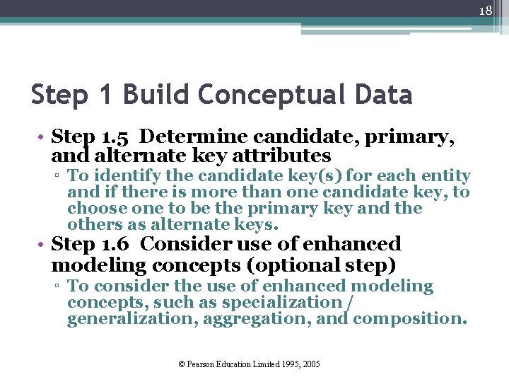 18 Step 1 Build Conceptual Data • Step 1. 5 Determine candidate, primary, and