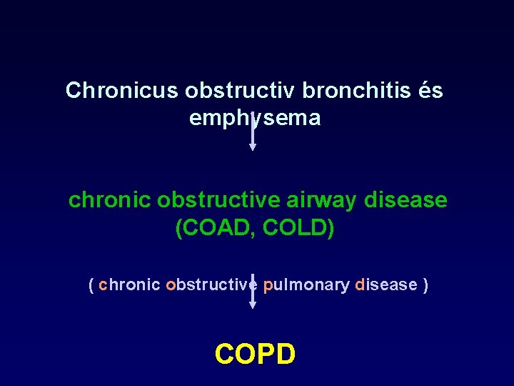 Chronicus obstructiv bronchitis és emphysema chronic obstructive airway disease (COAD, COLD) ( chronic obstructive
