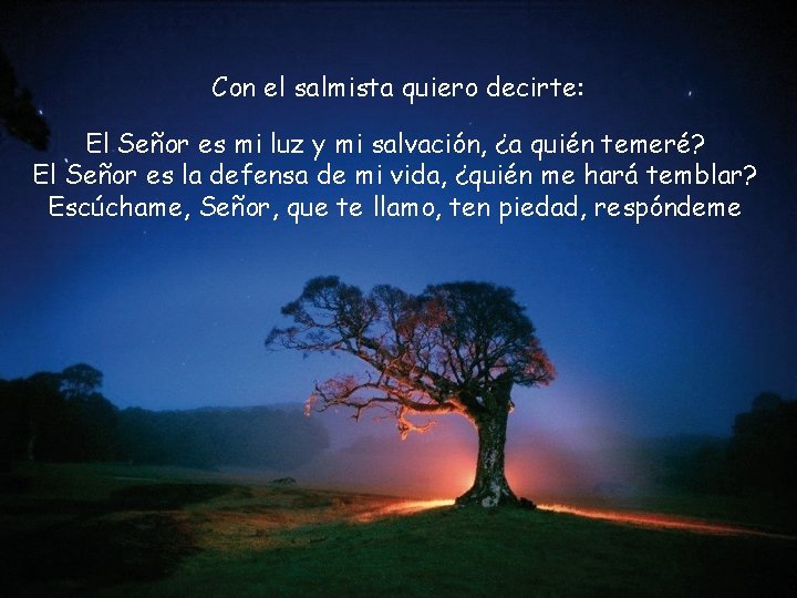 Con el salmista quiero decirte: El Señor es mi luz y mi salvación, ¿a