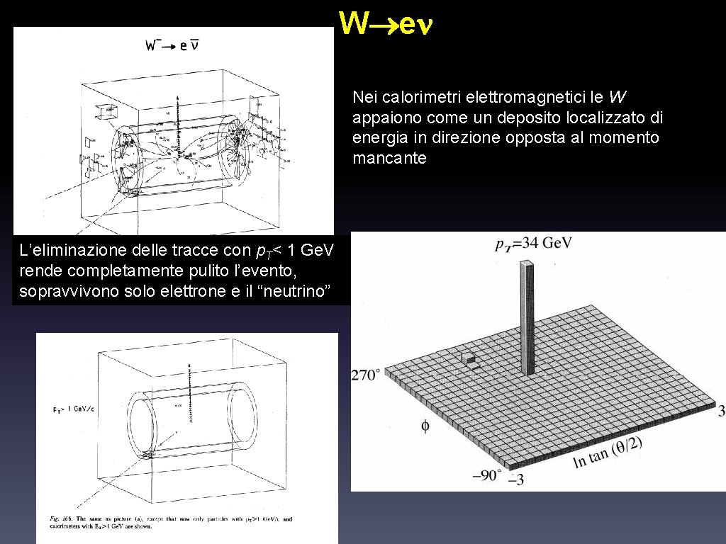 W e Nei calorimetri elettromagnetici le W appaiono come un deposito localizzato di energia